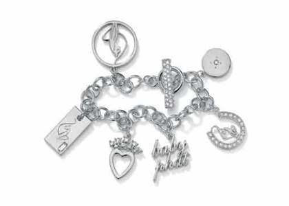 Silver Plated Womens Toggle Charm Bracelet